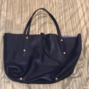 Navy leather tote
